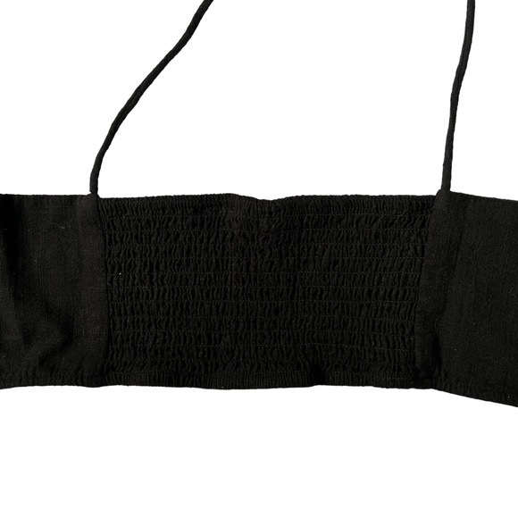 ASOS Tie Front 100% Cotton Spaghetti Strap Festival Crop Top Black 8 - Picture 4 of 6